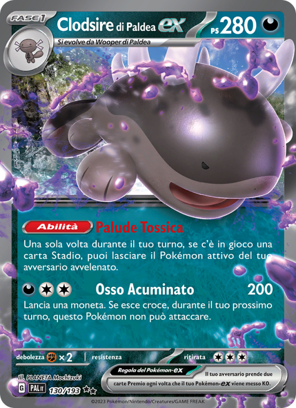 Clodsire di Paldea-ex 130/279 — Evoluzioni a Paldea (Italian Pokémon TCG card)