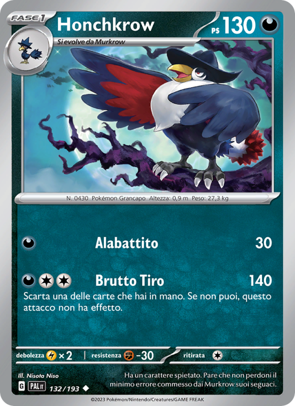 Honchkrow 132/279 — Evoluzioni a Paldea (Italian Pokémon TCG card)