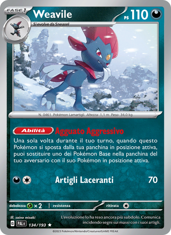 Weavile 134/279 — Evoluzioni a Paldea (Italian Pokémon TCG card)