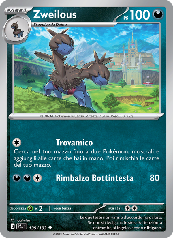 Zweilous 139/279 — Evoluzioni a Paldea (Italian Pokémon TCG card)