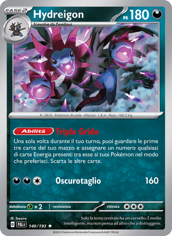 Hydreigon 140/279 — Evoluzioni a Paldea (Italian Pokémon TCG card)