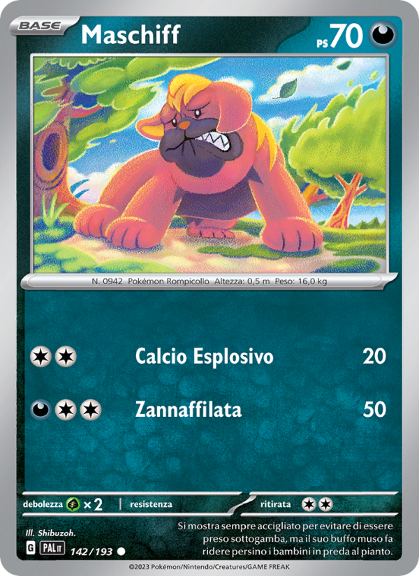 Maschiff 142/279 — Evoluzioni a Paldea (Italian Pokémon TCG card)