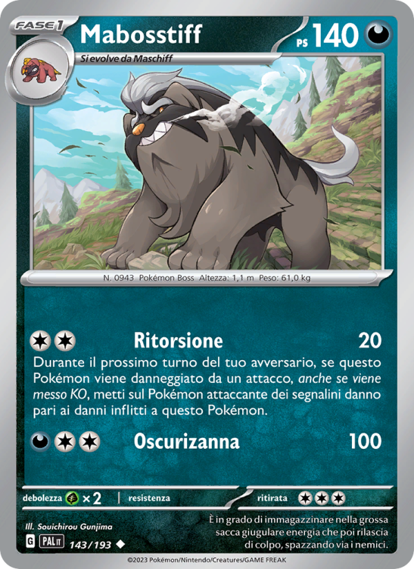 Mabosstiff 143/279 — Evoluzioni a Paldea (Italian Pokémon TCG card)