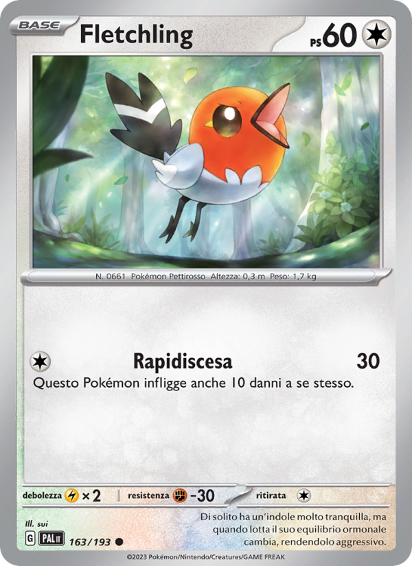Fletchling 163/279 — Evoluzioni a Paldea (Italian Pokémon TCG card)