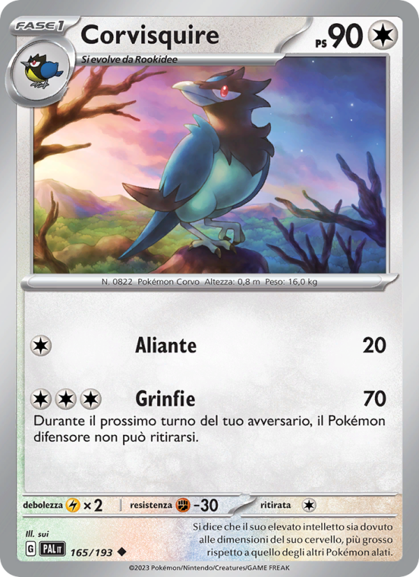 Corvisquire 165/279 — Evoluzioni a Paldea (Italian Pokémon TCG card)