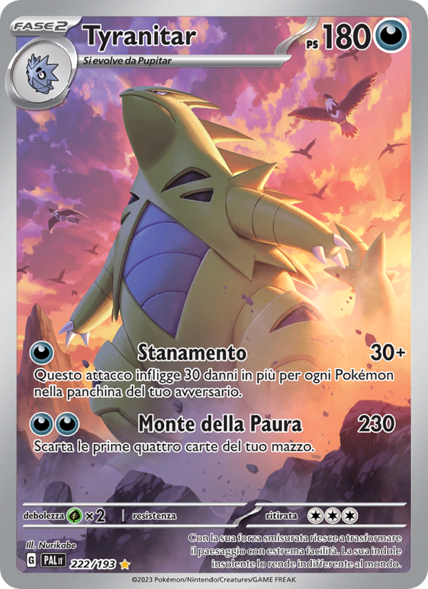 Tyranitar 222/279 — Evoluzioni a Paldea (Italian Pokémon TCG card)