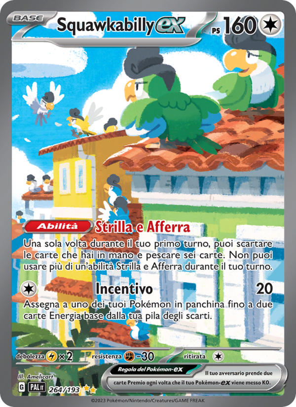Squawkabilly-ex 264/279 — Evoluzioni a Paldea (Italian Pokémon TCG card)