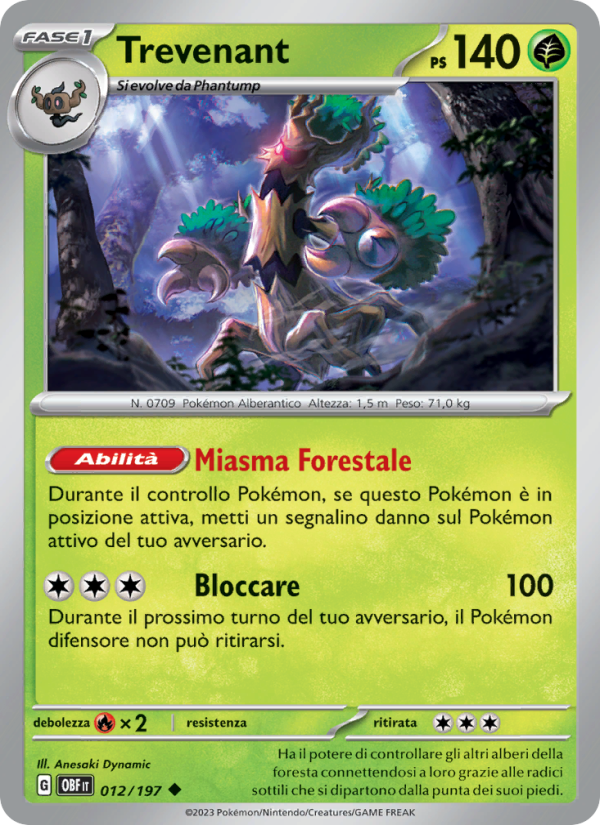 Trevenant 012/230 — Ossidiana Infuocata (Italian Pokémon TCG card)