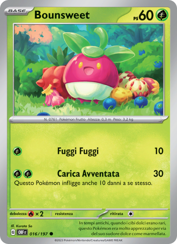 Bounsweet 016/230 — Ossidiana Infuocata (Italian Pokémon TCG card)