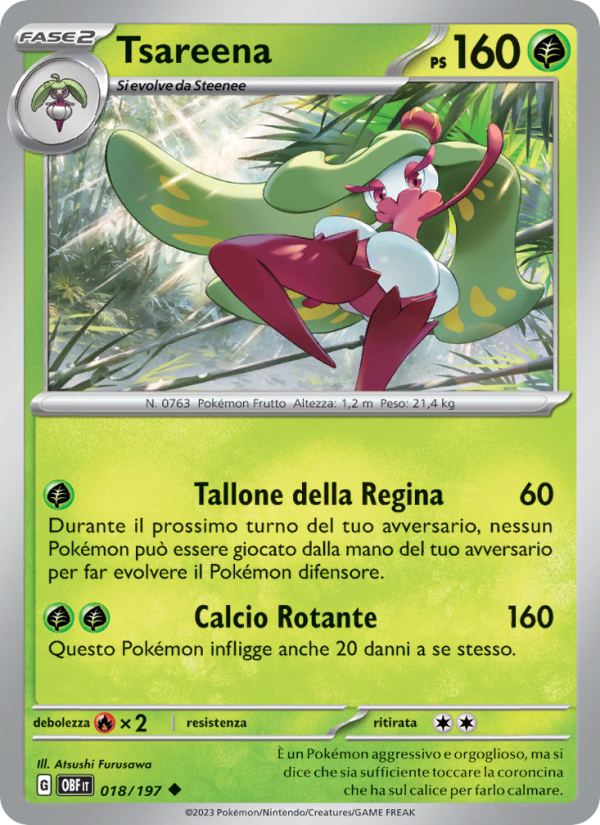 Tsareena 018/230 — Ossidiana Infuocata (Italian Pokémon TCG card)