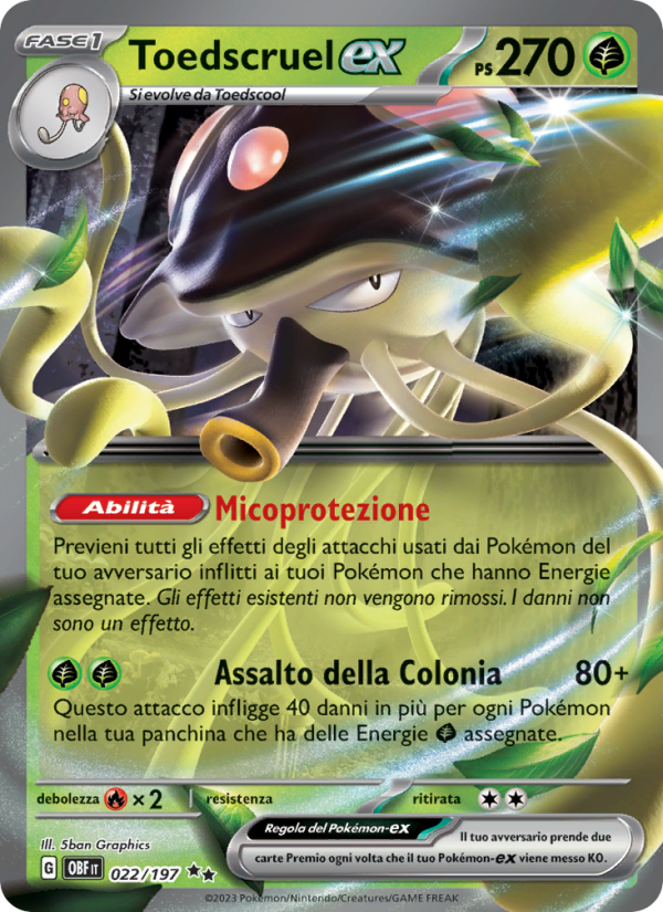 Toedscruel-ex 022/230 — Ossidiana Infuocata (Italian Pokémon TCG card)