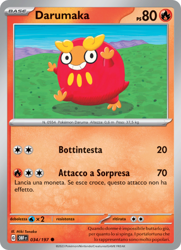 Darumaka 034/230 — Ossidiana Infuocata (Italian Pokémon TCG card)