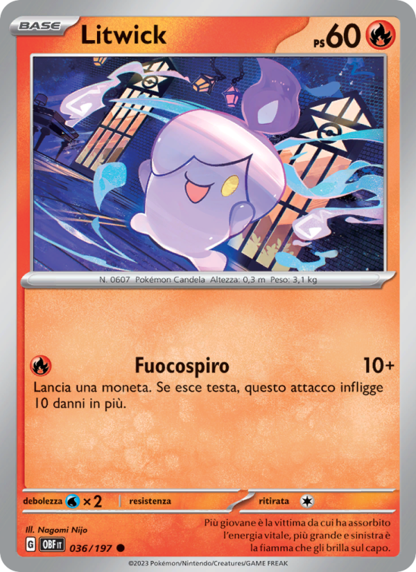 Litwick 036/230 — Ossidiana Infuocata (Italian Pokémon TCG card)