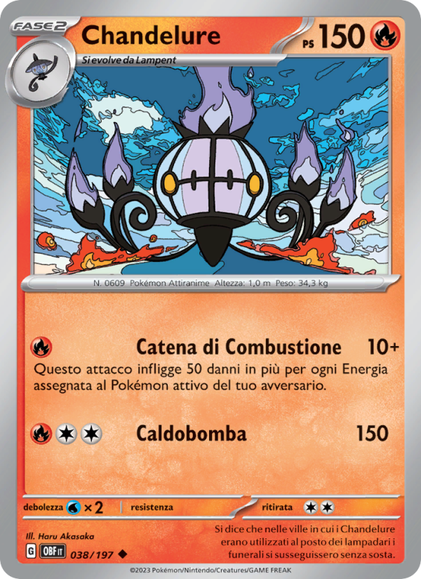 Chandelure 038/230 — Ossidiana Infuocata (Italian Pokémon TCG card)