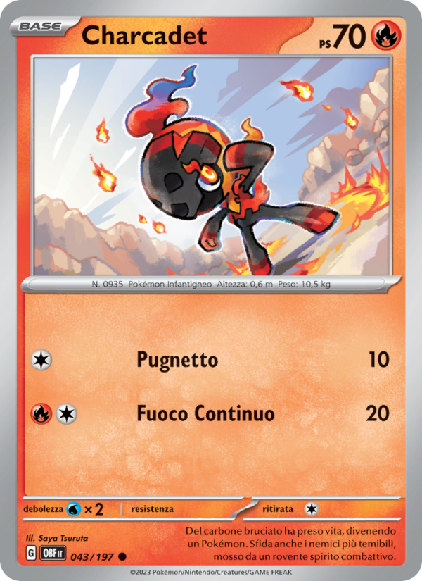 Charcadet 043/230 — Ossidiana Infuocata (Italian Pokémon TCG card)