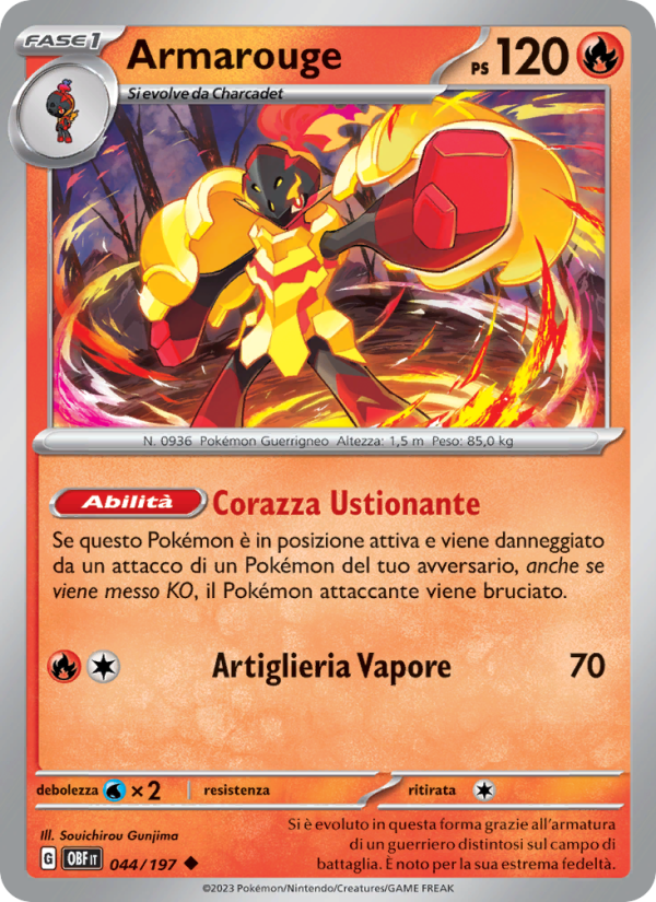Armarouge 044/230 — Ossidiana Infuocata (Italian Pokémon TCG card)