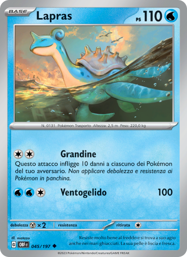 Lapras 045/230 — Ossidiana Infuocata (Italian Pokémon TCG card)