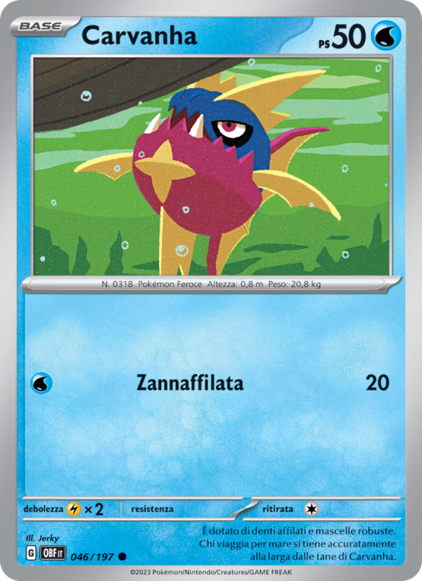 Carvanha 046/230 — Ossidiana Infuocata (Italian Pokémon TCG card)