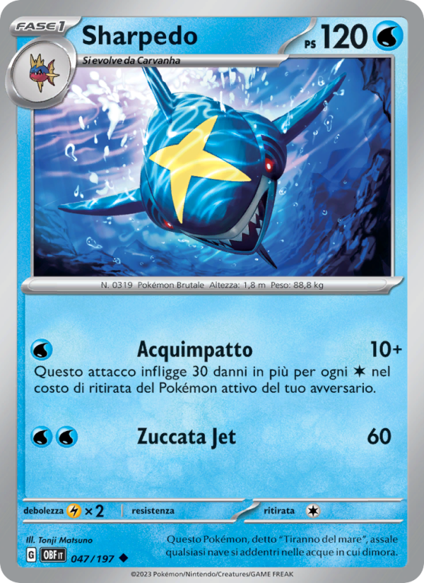 Sharpedo 047/230 — Ossidiana Infuocata (Italian Pokémon TCG card)