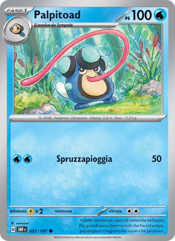 Palpitoad 051/230 — Ossidiana Infuocata (Italian Pokémon TCG card)