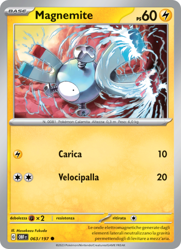 Magnemite 063/230 — Ossidiana Infuocata (Italian Pokémon TCG card)