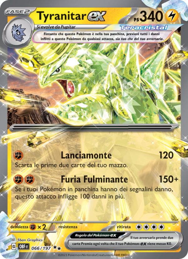 Tyranitar-ex 066/230 — Ossidiana Infuocata (Italian Pokémon TCG card)