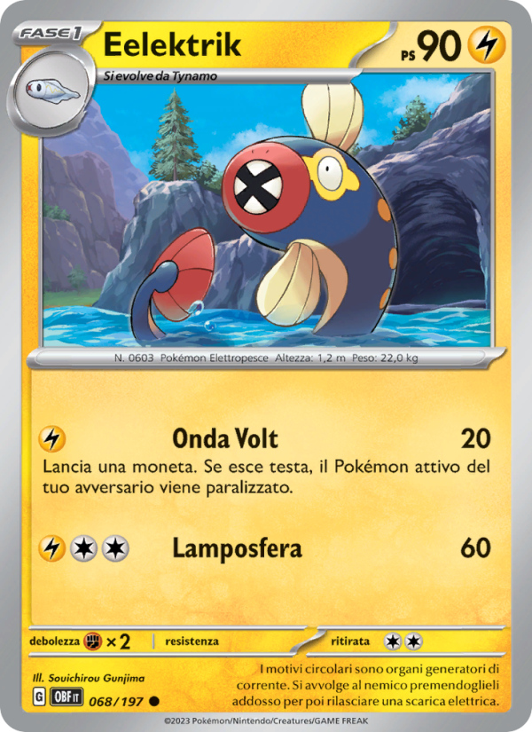Eelektrik 068/230 — Ossidiana Infuocata (Italian Pokémon TCG card)
