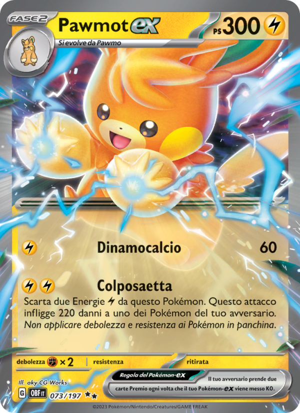 Pawmot-ex 073/230 — Ossidiana Infuocata (Italian Pokémon TCG card)