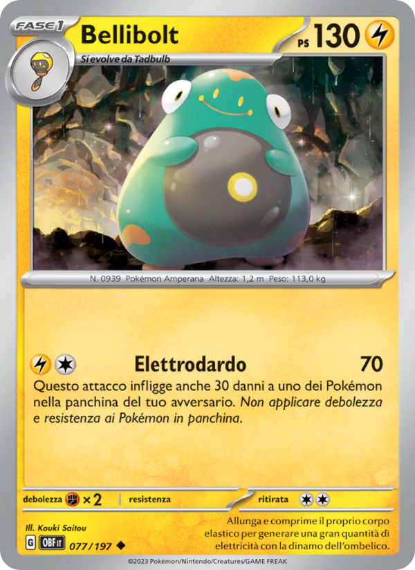 Bellibolt 077/230 — Ossidiana Infuocata (Italian Pokémon TCG card)