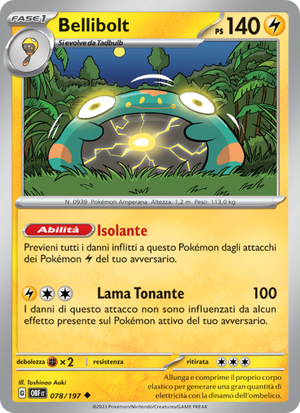 Bellibolt 078/230 — Ossidiana Infuocata (Italian Pokémon TCG card)