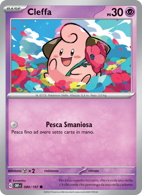 Cleffa 080/230 — Ossidiana Infuocata (Italian Pokémon TCG card)