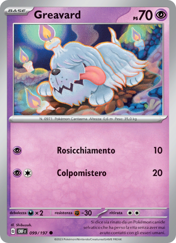 Greavard 099/230 — Ossidiana Infuocata (Italian Pokémon TCG card)