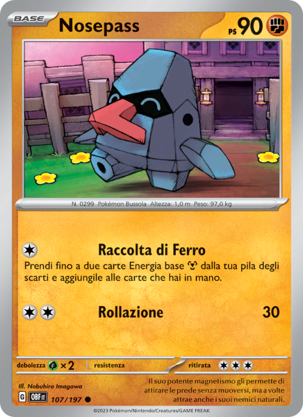 Nosepass 107/230 — Ossidiana Infuocata (Italian Pokémon TCG card)