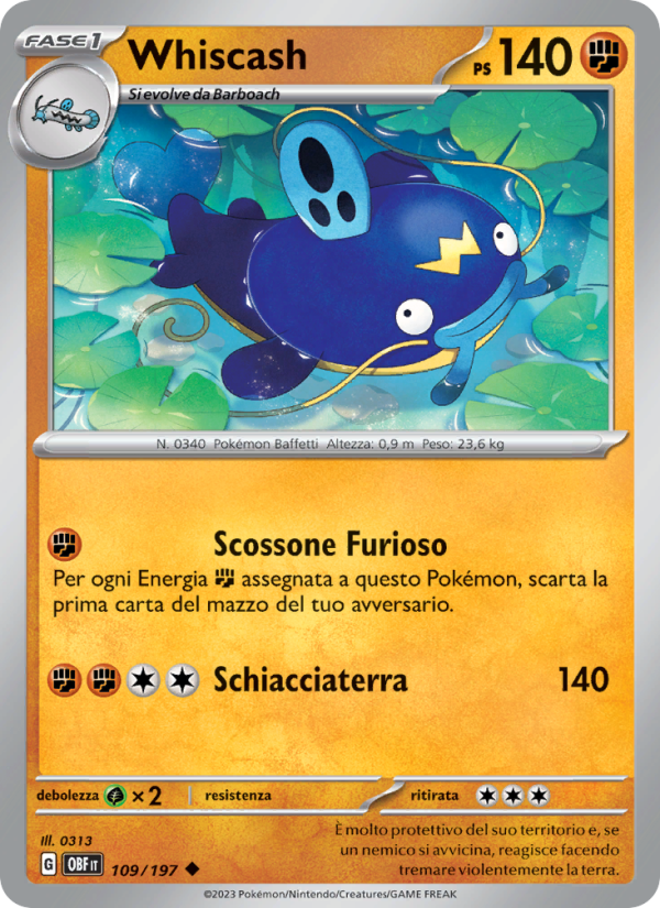 Whiscash 109/230 — Ossidiana Infuocata (Italian Pokémon TCG card)