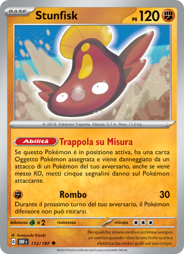 Stunfisk 112/230 — Ossidiana Infuocata (Italian Pokémon TCG card)