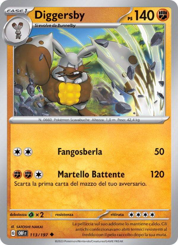 Diggersby 113/230 — Ossidiana Infuocata (Italian Pokémon TCG card)