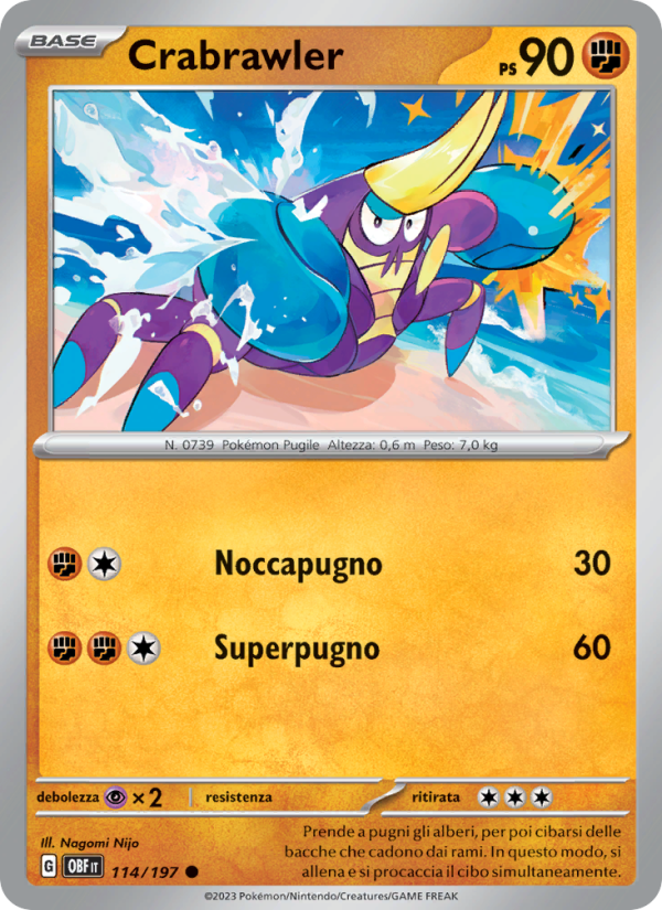 Crabrawler 114/230 — Ossidiana Infuocata (Italian Pokémon TCG card)