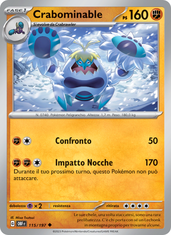 Crabominable 115/230 — Ossidiana Infuocata (Italian Pokémon TCG card)