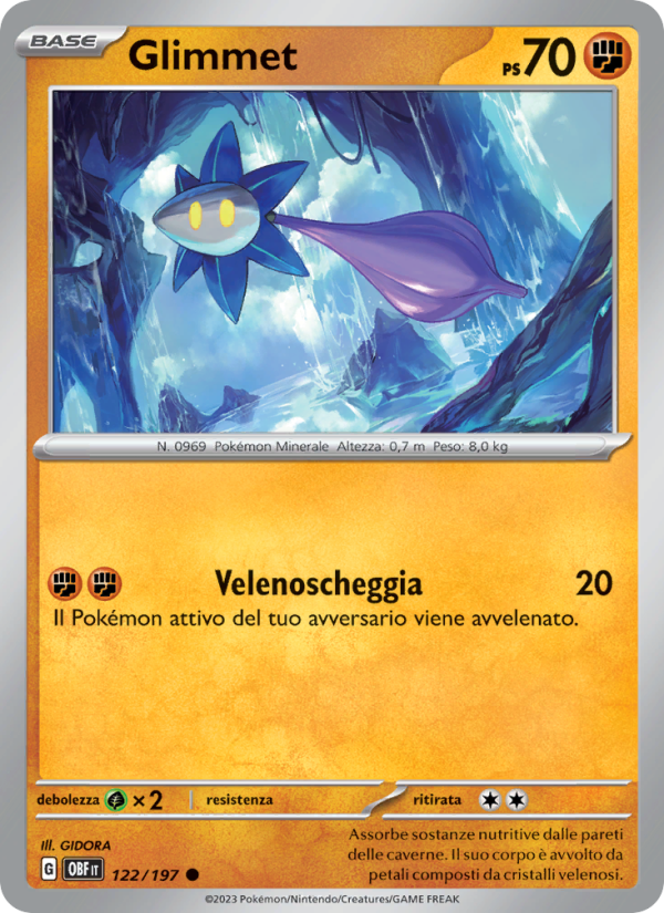 Glimmet 122/230 — Ossidiana Infuocata (Italian Pokémon TCG card)