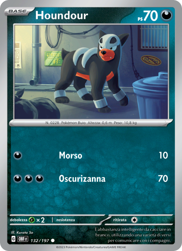 Houndour 132/230 — Ossidiana Infuocata (Italian Pokémon TCG card)