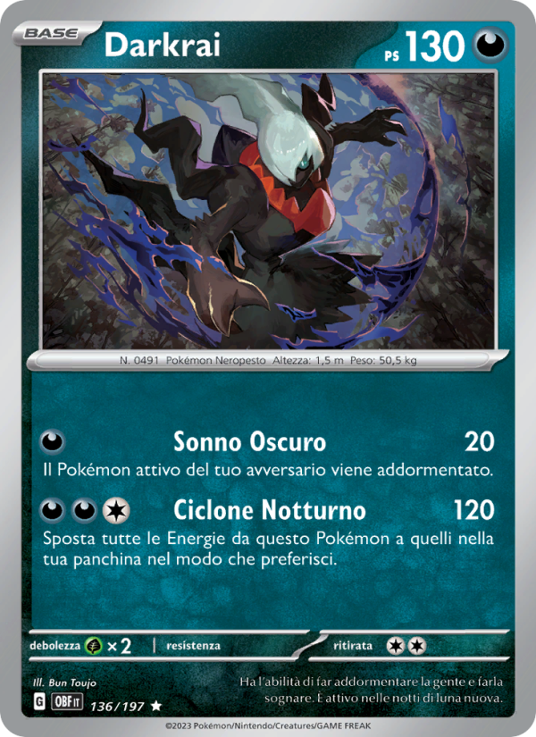 Darkrai 136/230 — Ossidiana Infuocata (Italian Pokémon TCG card)