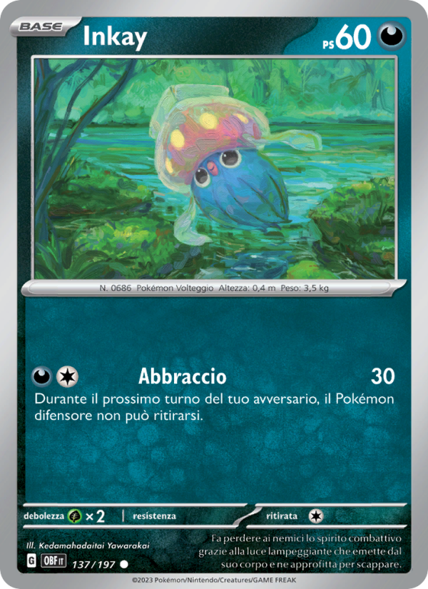 Inkay 137/230 — Ossidiana Infuocata (Italian Pokémon TCG card)