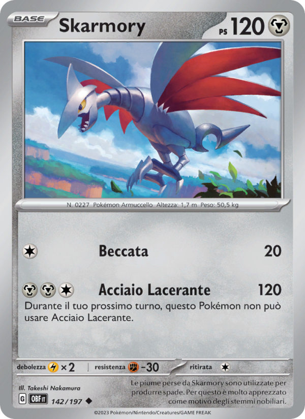 Skarmory 142/230 — Ossidiana Infuocata (Italian Pokémon TCG card)