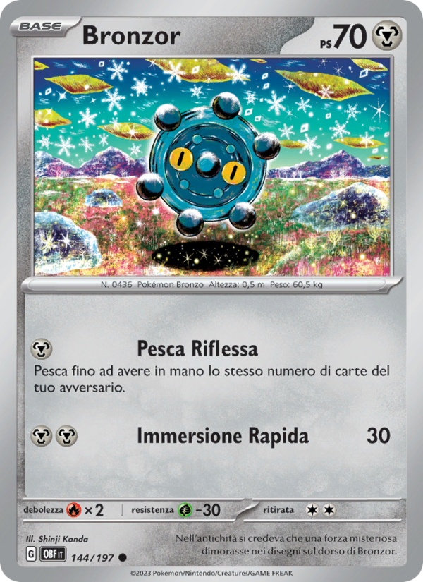 Bronzor 144/230 — Ossidiana Infuocata (Italian Pokémon TCG card)