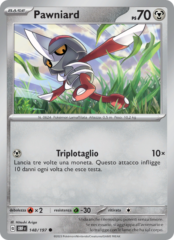Pawniard 148/230 — Ossidiana Infuocata (Italian Pokémon TCG card)