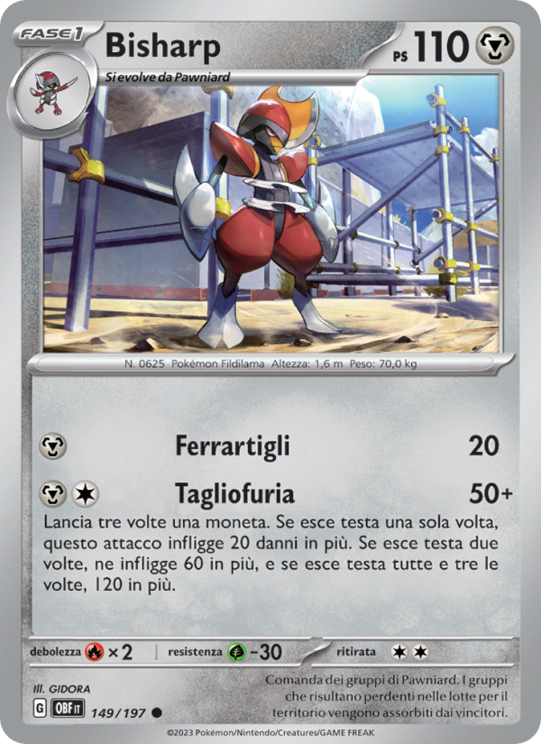 Bisharp 149/230 — Ossidiana Infuocata (Italian Pokémon TCG card)