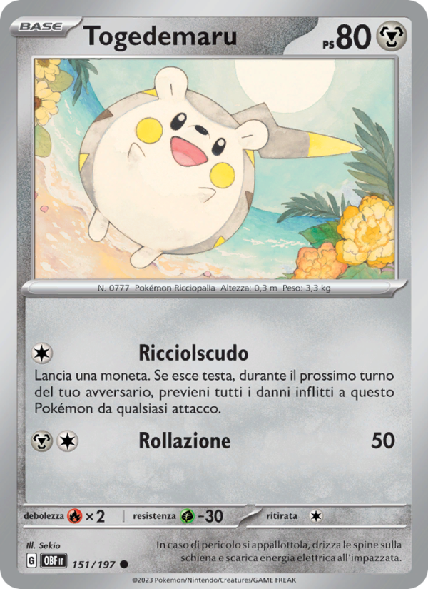 Togedemaru 151/230 — Ossidiana Infuocata (Italian Pokémon TCG card)
