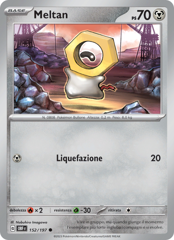 Meltan 152/230 — Ossidiana Infuocata (Italian Pokémon TCG card)