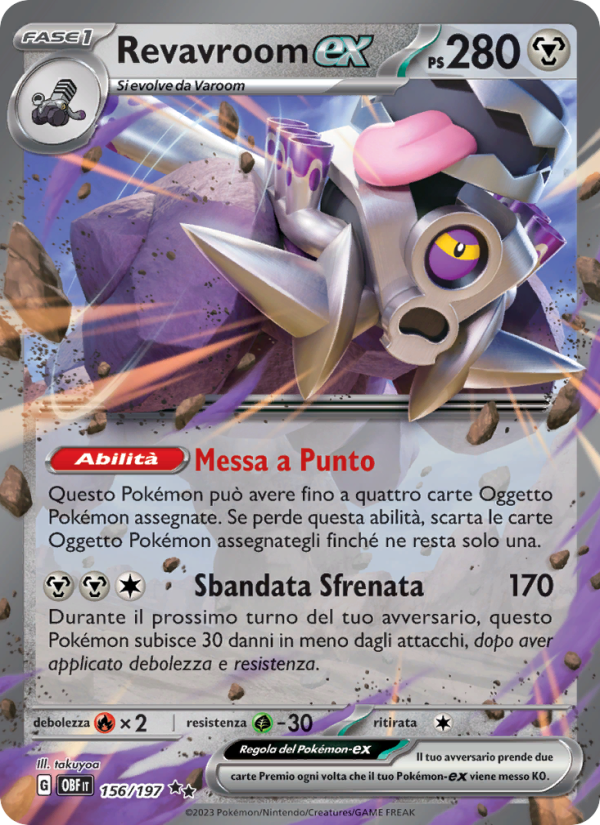 Revavroom-ex 156/230 — Ossidiana Infuocata (Italian Pokémon TCG card)