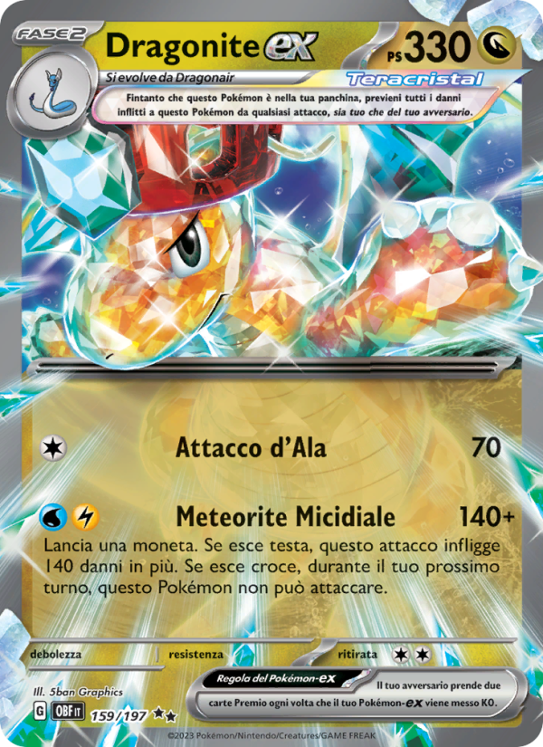 Dragonite-ex 159/230 — Ossidiana Infuocata (Italian Pokémon TCG card)